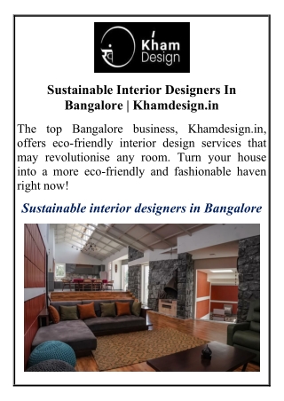 Sustainable Interior Designers In Bangalore Khamdesign.in
