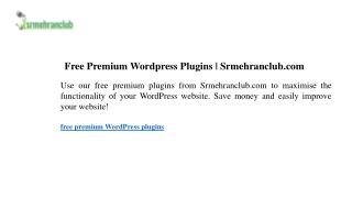 Free Premium Wordpress Plugins Srmehranclub.com