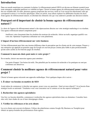 Comment choisir la meilleure agence de référencement naturel pour votre projet ?