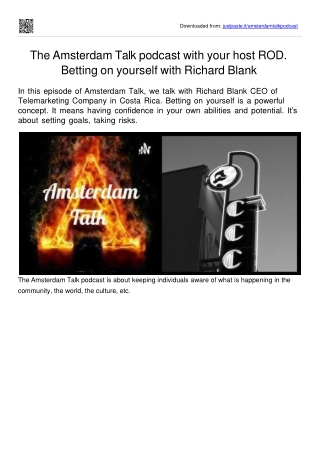 Amsterdam Talks Podcast telemarketing guest Richard Blank Costa Ricas Call Center