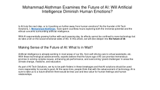 Mohammad Alothman Examines the Future of AI