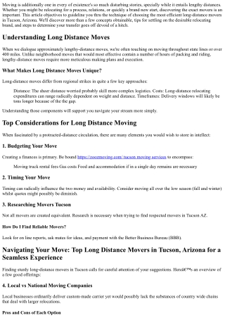 Navigating Your Move: Top Long Distance Movers in Tucson, Arizona for a Seamless