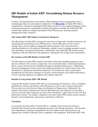 HR Module of Isolate ERP