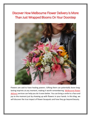 Discover How Melbourne Flower Delivery Is More Than Just Wrapped Blooms On Your Doorstep