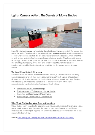 Lights Camera Action The Secrets of Movie Studios