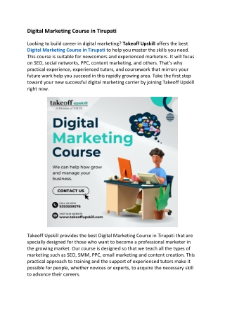 Digital Marketing Course in Tirupati