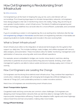 How Civil Engineering is Revolutionizing Smart Infrastructure