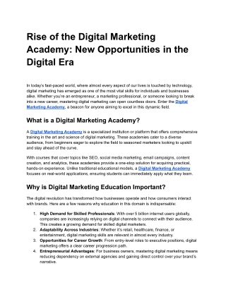 Rise of the Digital Marketing Academy_ New Opportunities in the Digital Era