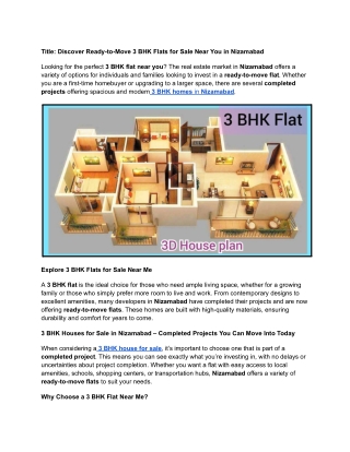 Title_ Discover Ready-to-Move 3 BHK Flats for Sale Near You in Nizamabad