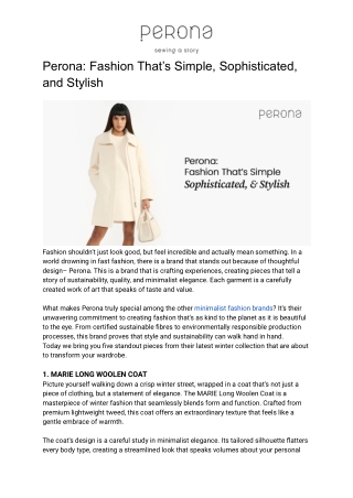 Perona: Fashion That’s Simple, Sophisticated, and Stylish