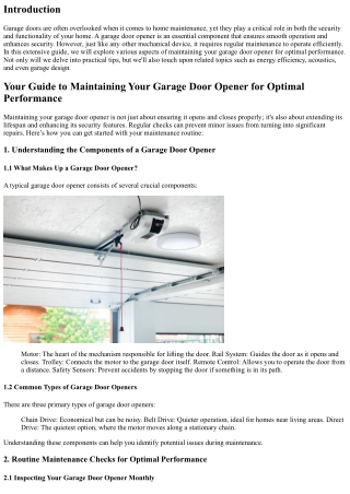Your Guide to Maintaining Your Garage Door Opener for Optimal Performance