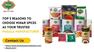 Top 5 Reasons to Choose Minar Spices as Your Trusted Masala Manufacturer