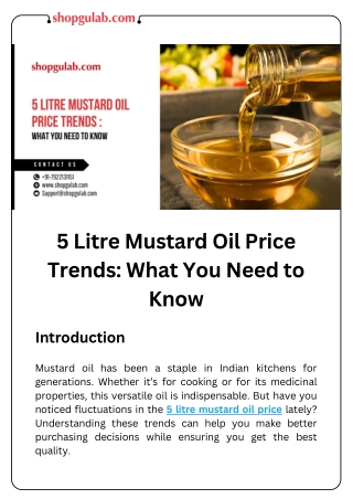 5 Litre Mustard Oil Price Trends What You Need to Know