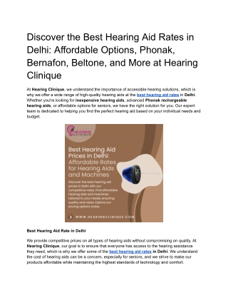 Discover the Best Hearing Aid Rates in Delhi_ Affordable Options, Phonak, Bernafon, Beltone, and More at Hearing Cliniqu