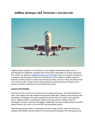 JetBlue Airways LAX Terminal  1-833-563-0186