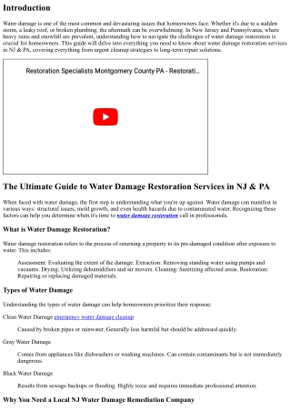 The Ultimate Guide to Water Damage Restoration Services in NJ & PA