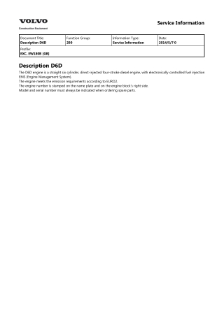 Volvo EW180B Wheeled Excavator Service Repair Manual Instant Download
