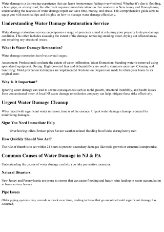 Water Damage Repair 101: Essential Tips for Residents of NJ & PA