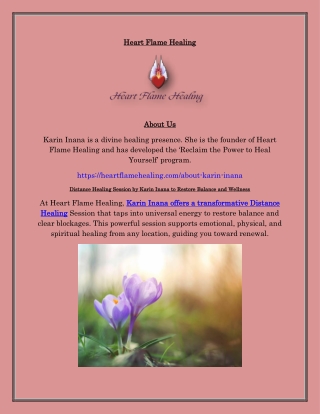 Distance Healing Session with Karin Inana for Powerful Energy Transformation
