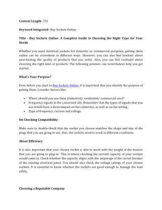 Buy Sockets Online A Complete Guide to Choosing the Right Type for Your Needs