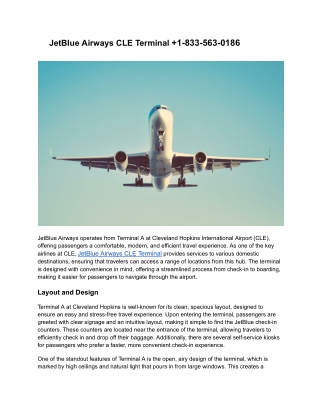 JetBlue Airways CLE Terminal  1-833-563-0186