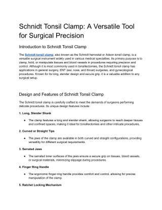 Schnidt Tonsil Clamp_ A Versatile Tool for Surgical Precision