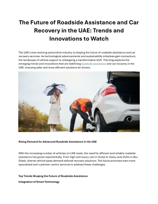 The Future of Roadside Assistance and Car Recovery in the UAE