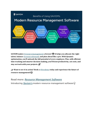 Benefits of using Saviom's Modern Resource Management software slideserve