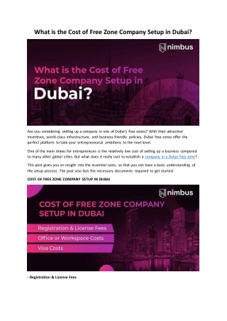 What is the Cost of Free Zone Company Setup in Dubai - nimbus