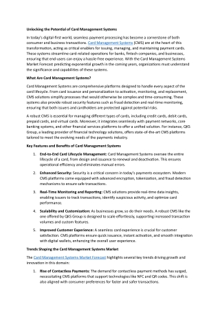 Unlocking the Potential of Card Management Systems