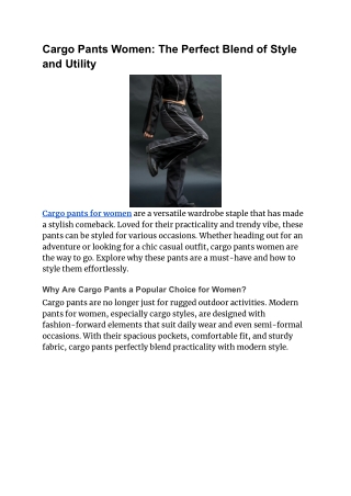 Cargo Pants Women_ The Perfect Blend of Style and Utility