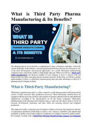 What is Third Party Pharma Manufacturing & Its Benefits?