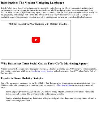 Why Businesses Trust Social Cali as Their Go-To Marketing Agency