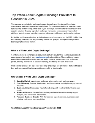 Top White-Label Crypto Exchange Providers to Consider in 2025