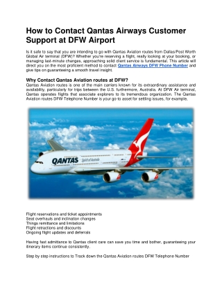 How to Contact Qantas Airways Customer Support at DFW Airport