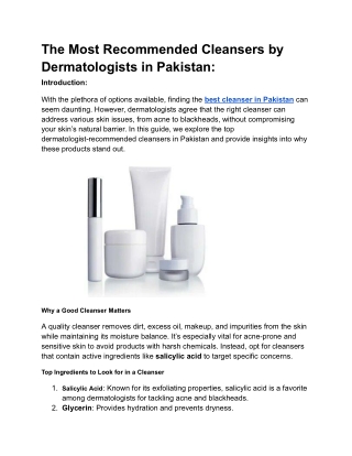 The Most Recommended Cleansers by Dermatologists in Pakistan