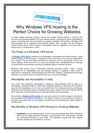 Why Windows VPS Hosting Is the Perfect Choice for Growing Websites