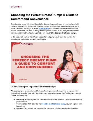 Choosing the Perfect Breast Pump_ A Guide to Comfort and Convenience