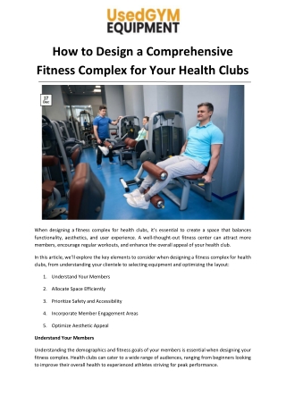 How to Design a Comprehensive Fitness Complex for Your Health Clubs