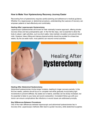 How to Make Your Hysterectomy Recovery Journey Easier