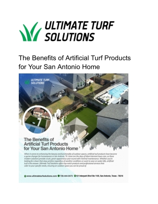 The Benefits of Artificial Turf Products for Your San Antonio Home