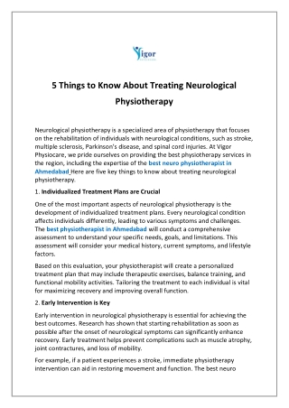 5 Things to Know About Treating Neurological Physiotherapy