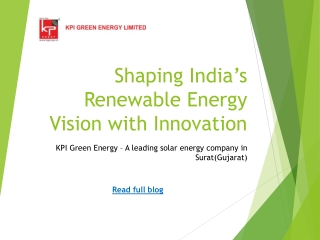 Shaping India’s Renewable Energy Vision With Innovation