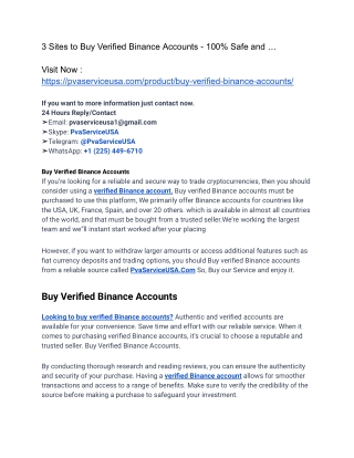 Top 1 Trusted Source For Buy Verified BinanCE Accounts In 2025