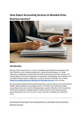 How Expert Accounting Services in Mumbai Drive Business Success