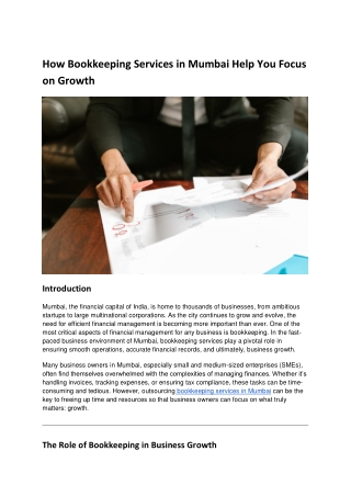 How Bookkeeping Services in Mumbai Help You Focus on Growth