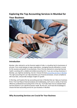 Exploring the Top Accounting Services in Mumbai for Your Business