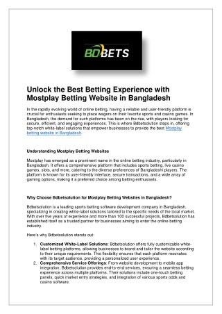 Mostplay Betting Website in Bangladesh