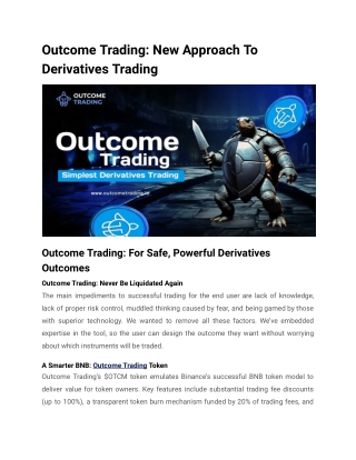 Outcome Trading_ New Approach To Derivatives Trading