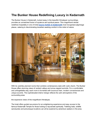 The Bunker House Redefining Luxury in Kedarnath
